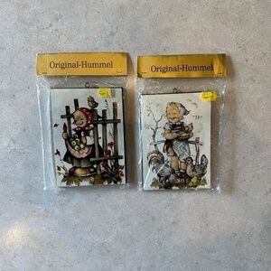 Vintage Wooden Hummel Prints Wall Mounts Hanging Hardware In Original Package -